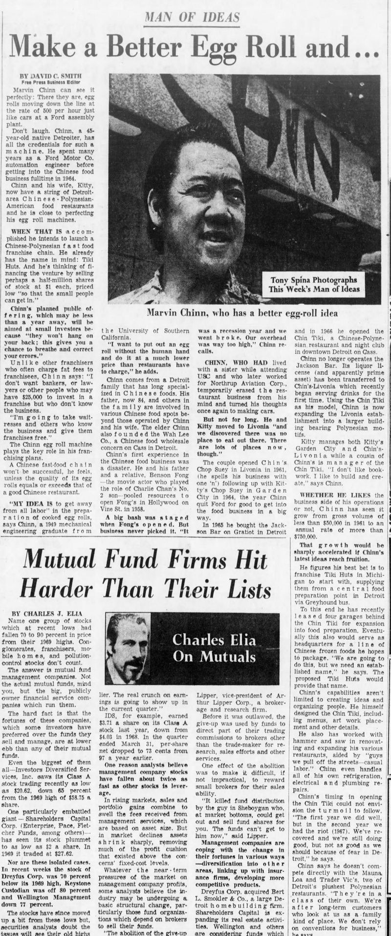 Chin Tiki - June 15 1970 Article (newer photo)